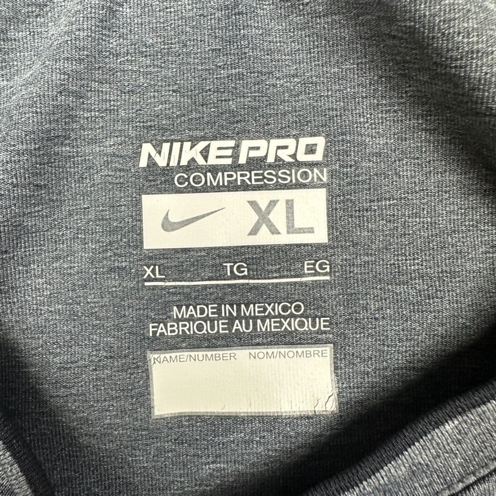 Nike Pro Compression Shirt Mens XL Gray Long Sleeve Dri-FIT Training Base Layer